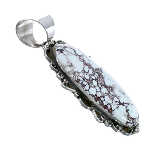 Navajo Wild Horse Turquoise And Authentic Sterling Silver Pendant AX129486